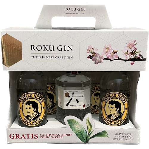 Gin Roku 20cl + Thomas Henry 4x20cl geschenkdoos