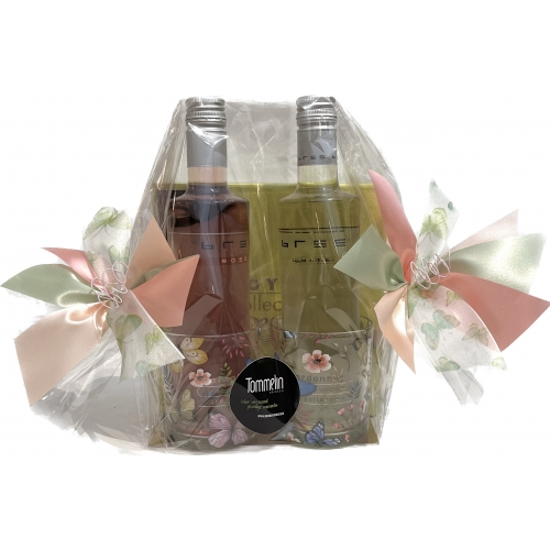 Geschenk rose en wit + theelichtjes